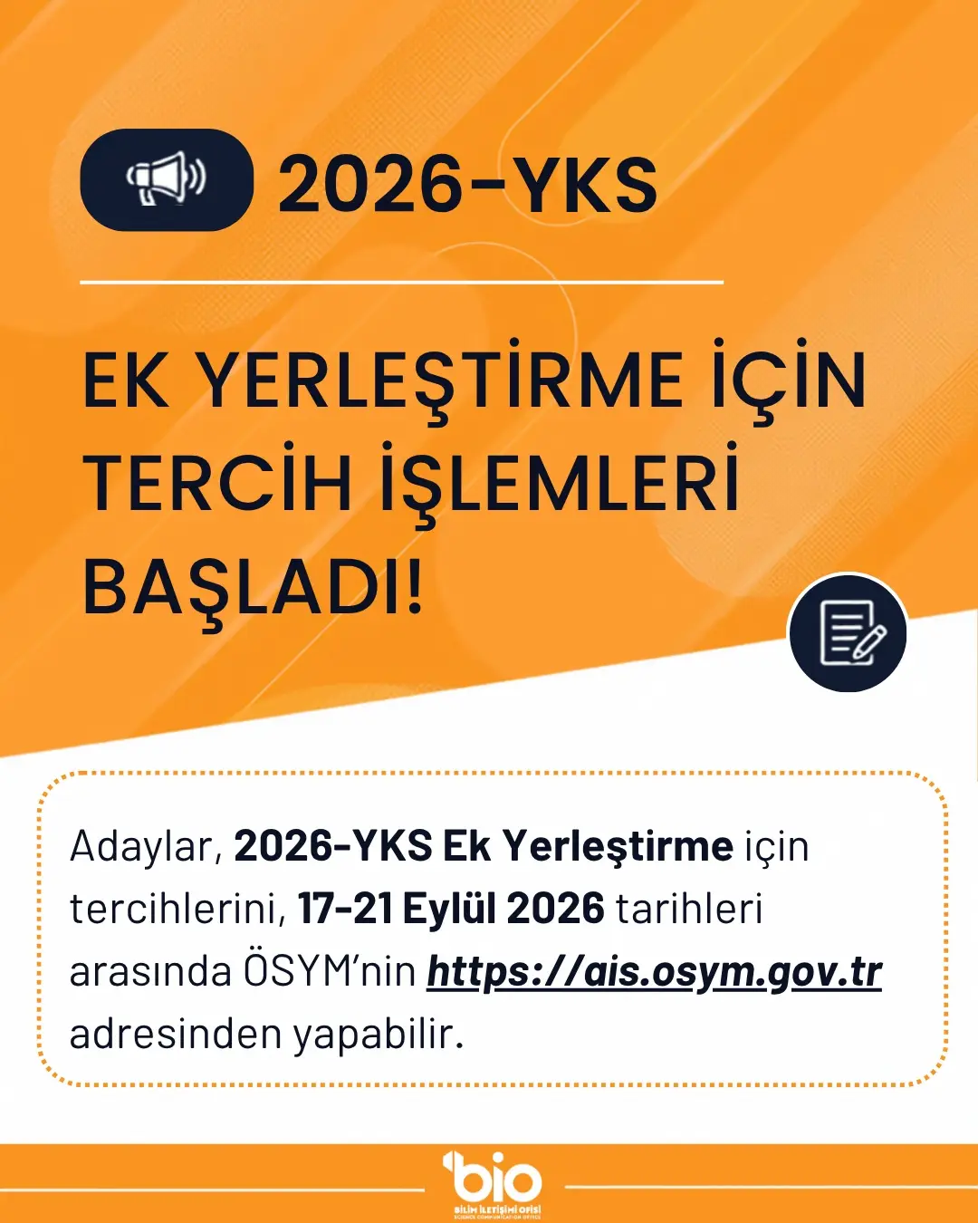2026 YKS Ek Yerleştirme Tercih İşlemleri Başladı
