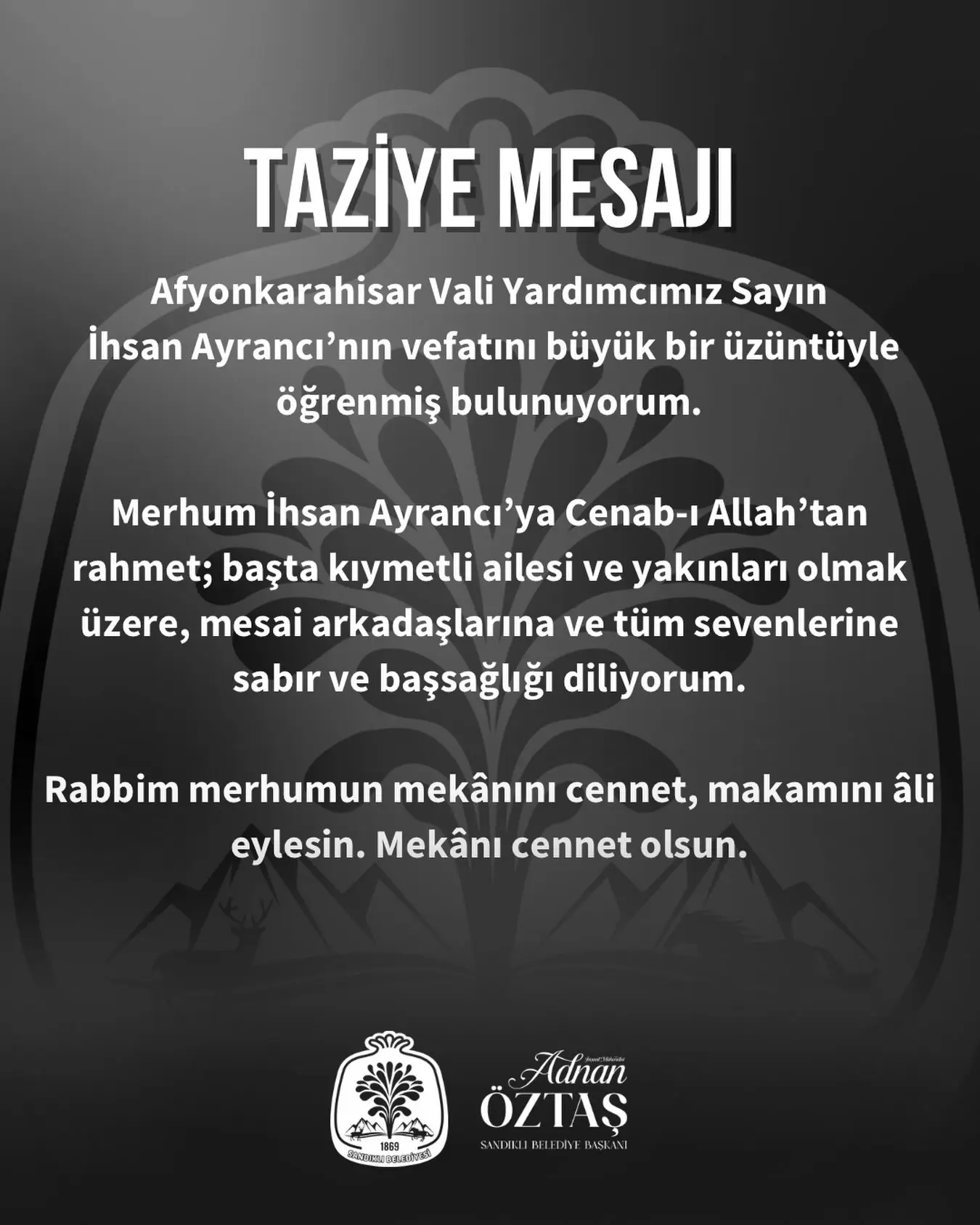 Afyonkarahisar Vali Yardımcısı İhsan Ayrancı vefat etti