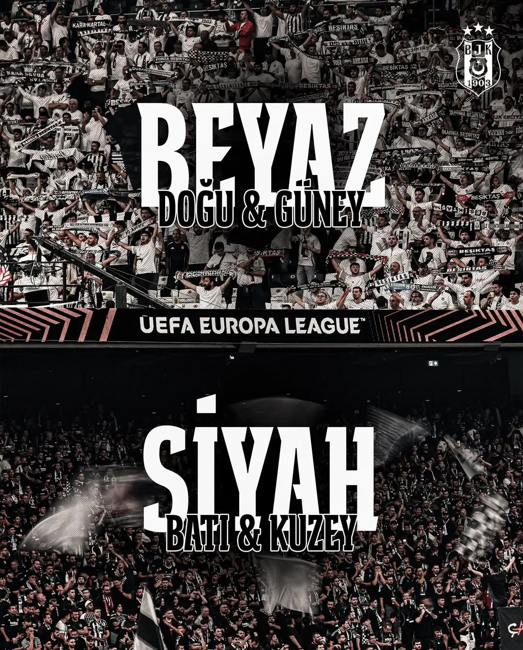 Beşiktaş'ın Tribün Düzenlemesi: Siyah ve Beyaz Renkler Ayrı Ayrı