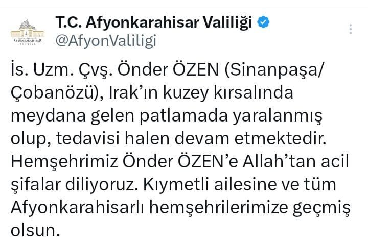 Afyonkarahisar'dan Mehmetçik'e Dualar: Geçmiş Olsun Mesajları