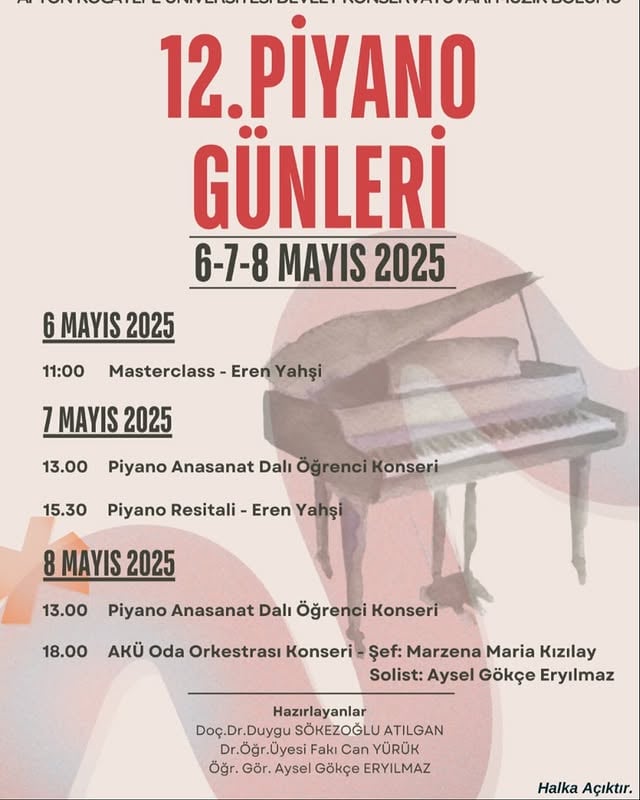 Afyon Kocatepe Üniversitesi'nde "12 PİYANO GÜNLERİ" Eren Yahşi Masterclass ile Sanata Işık Tutuldu