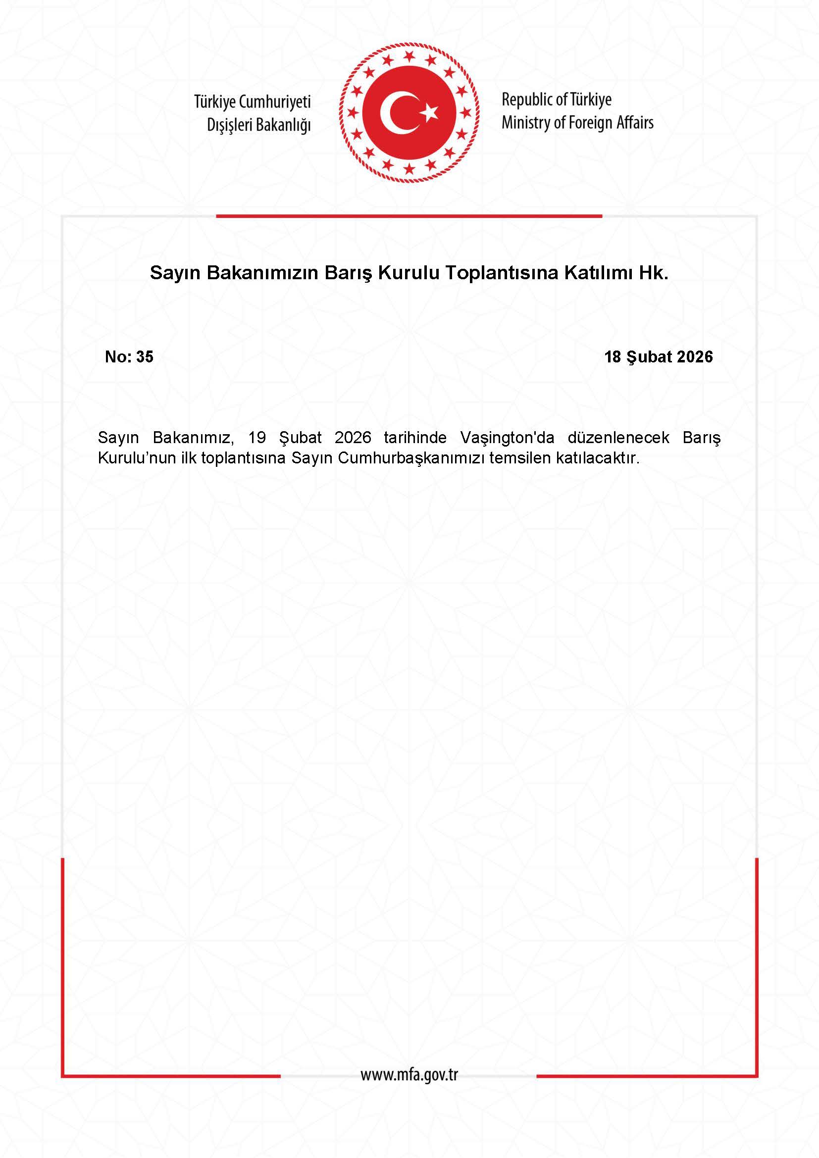 Bakanın Barış Kurulu Toplantısı