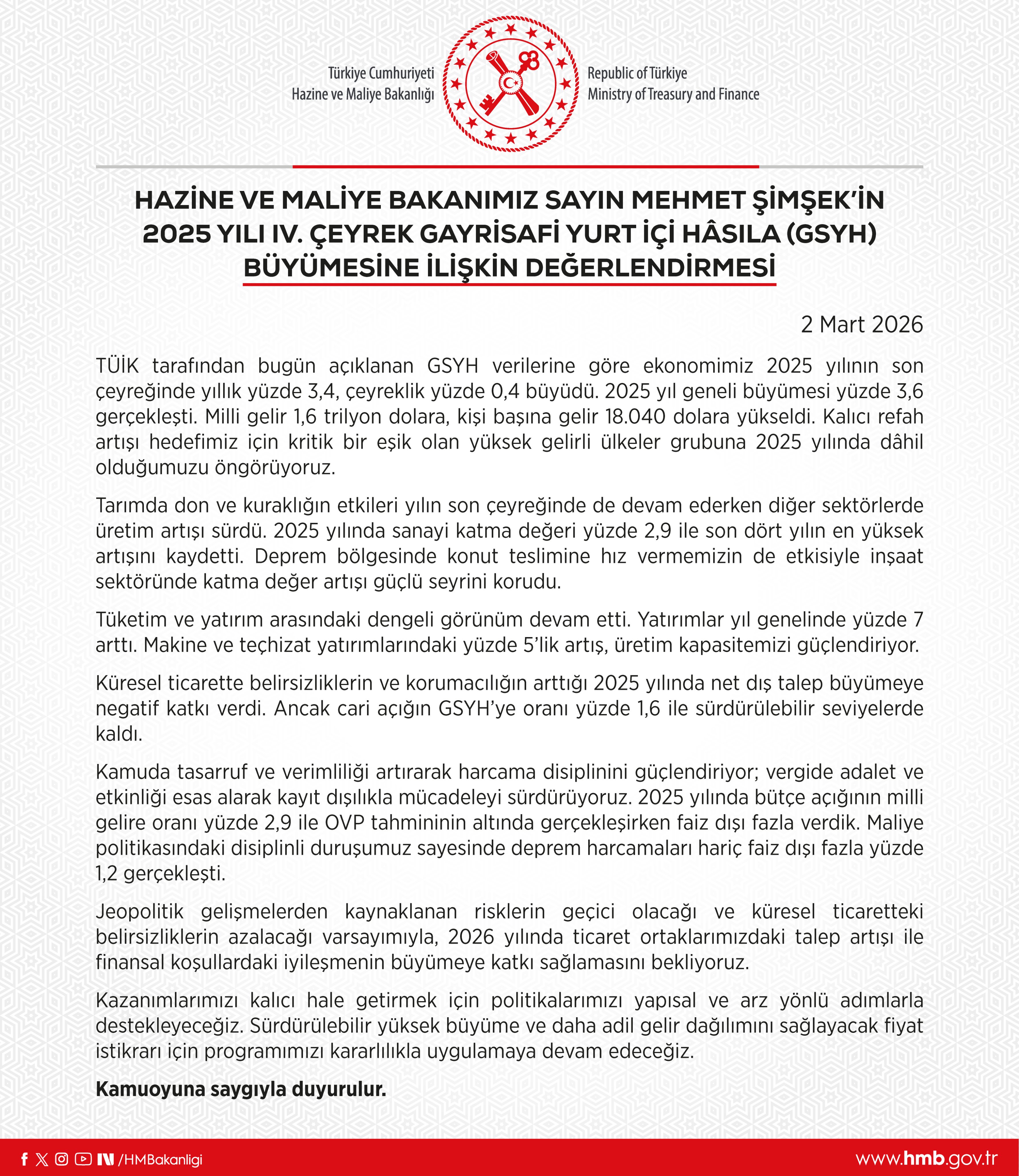 2025 GSYH Büyüme Değerlendirmesi