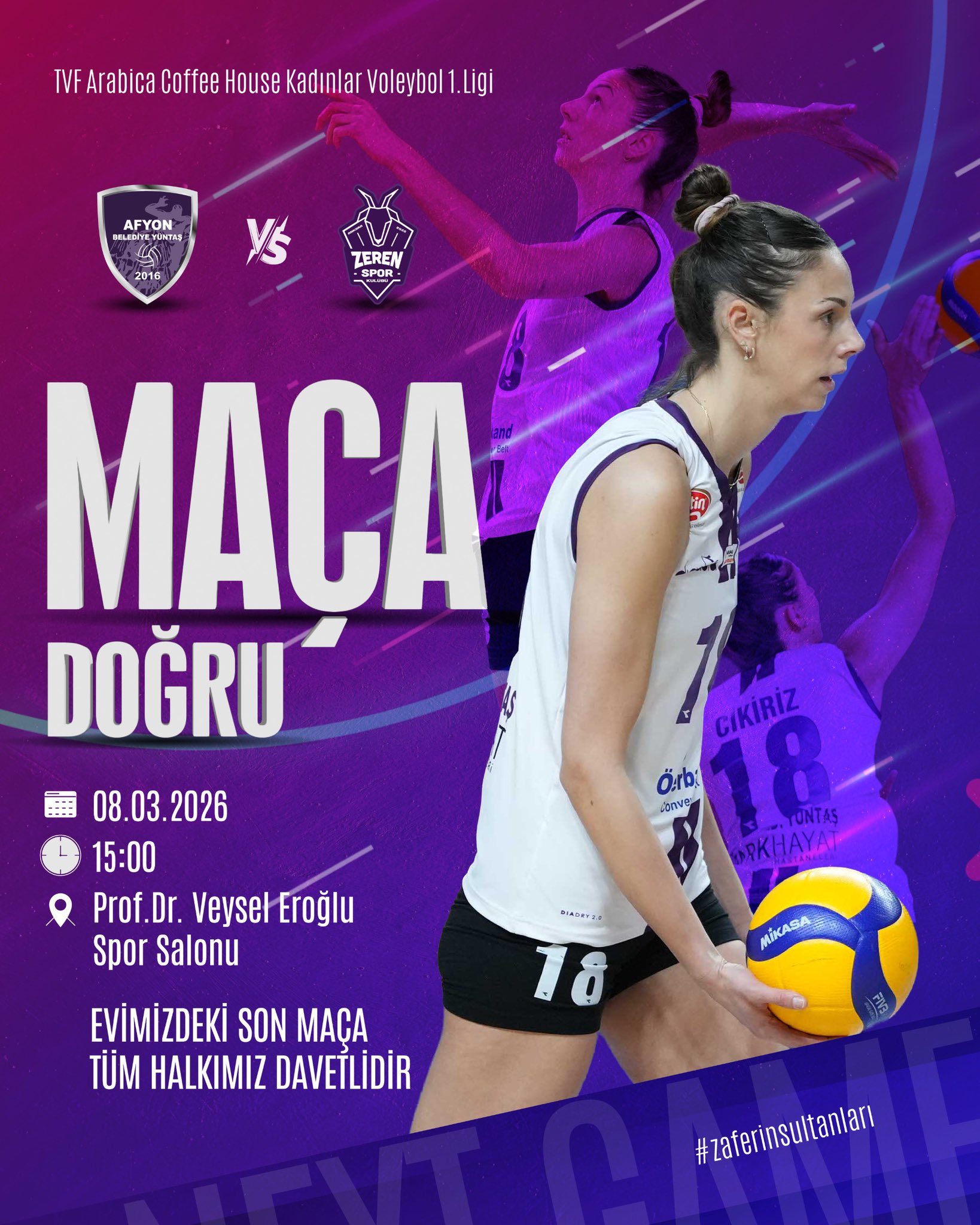 Afyon Voleybol Takımı Maçına Davet