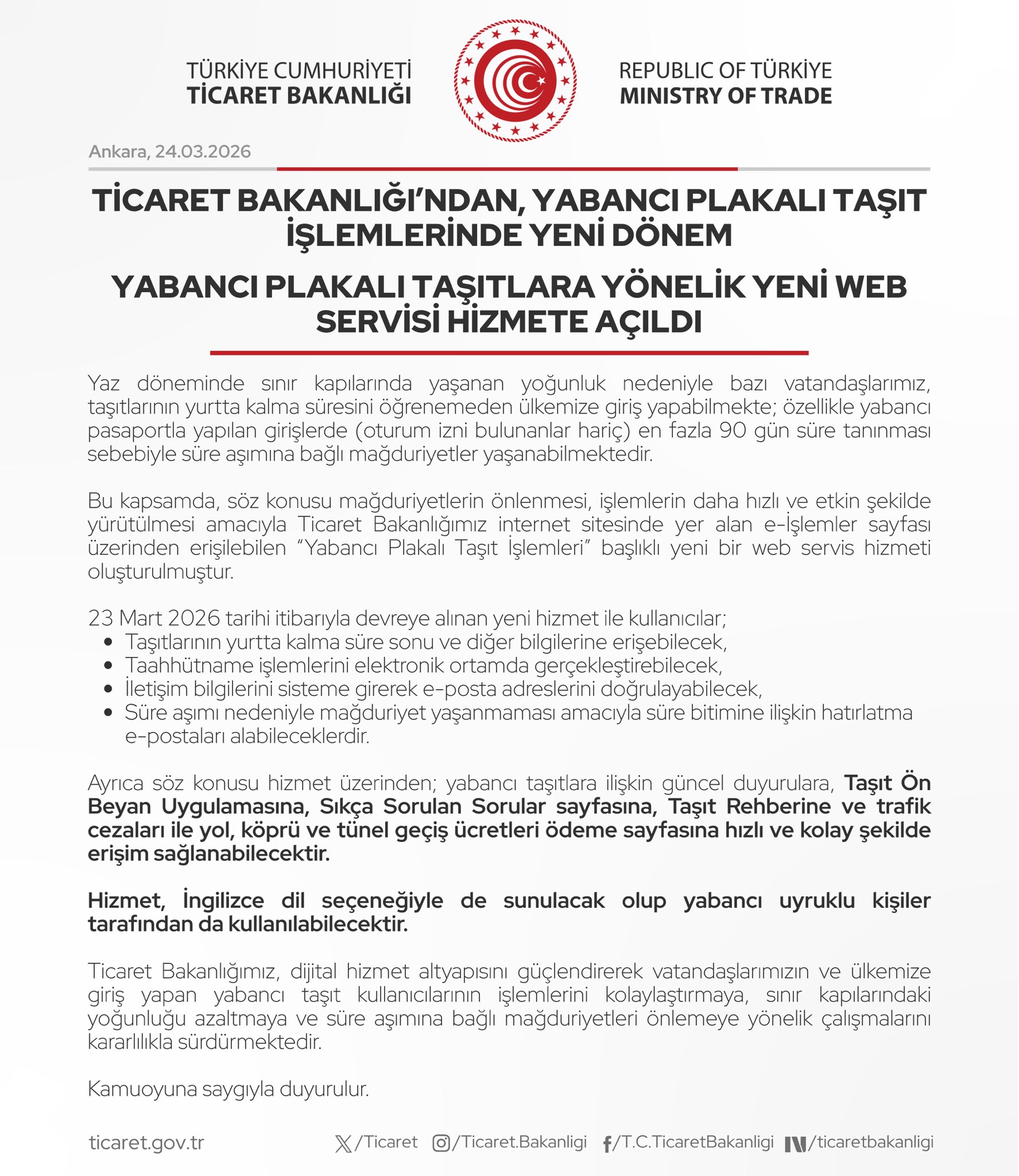 Yabancı Plakalı Taşıt İşlemleri