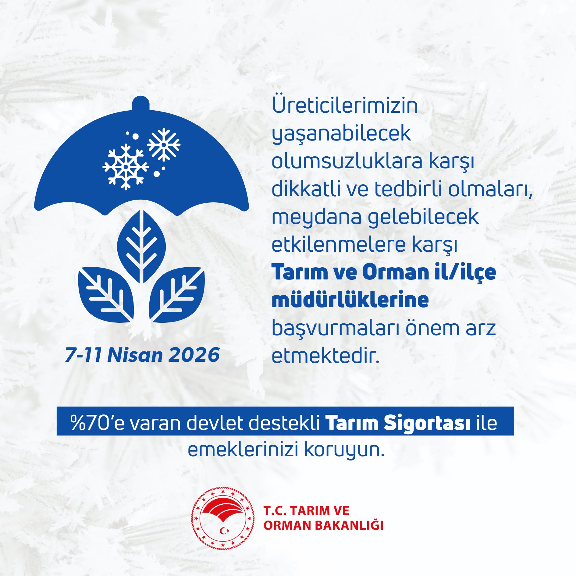 Zirai don riski için üreticilere uyarı yapıldı