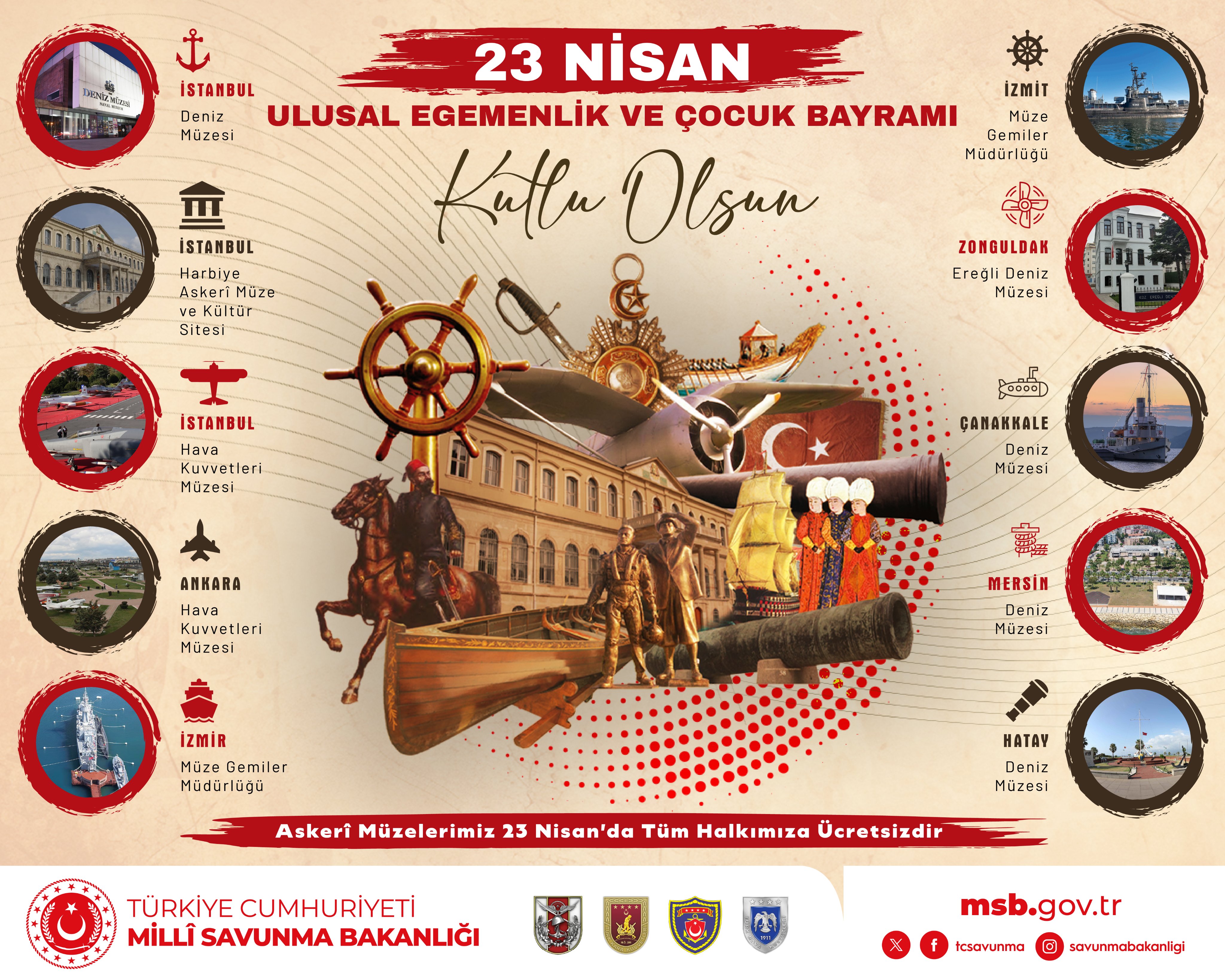 23 Nisan'da Askeri Müzeler Ücretsiz Ziyarete Açılacak