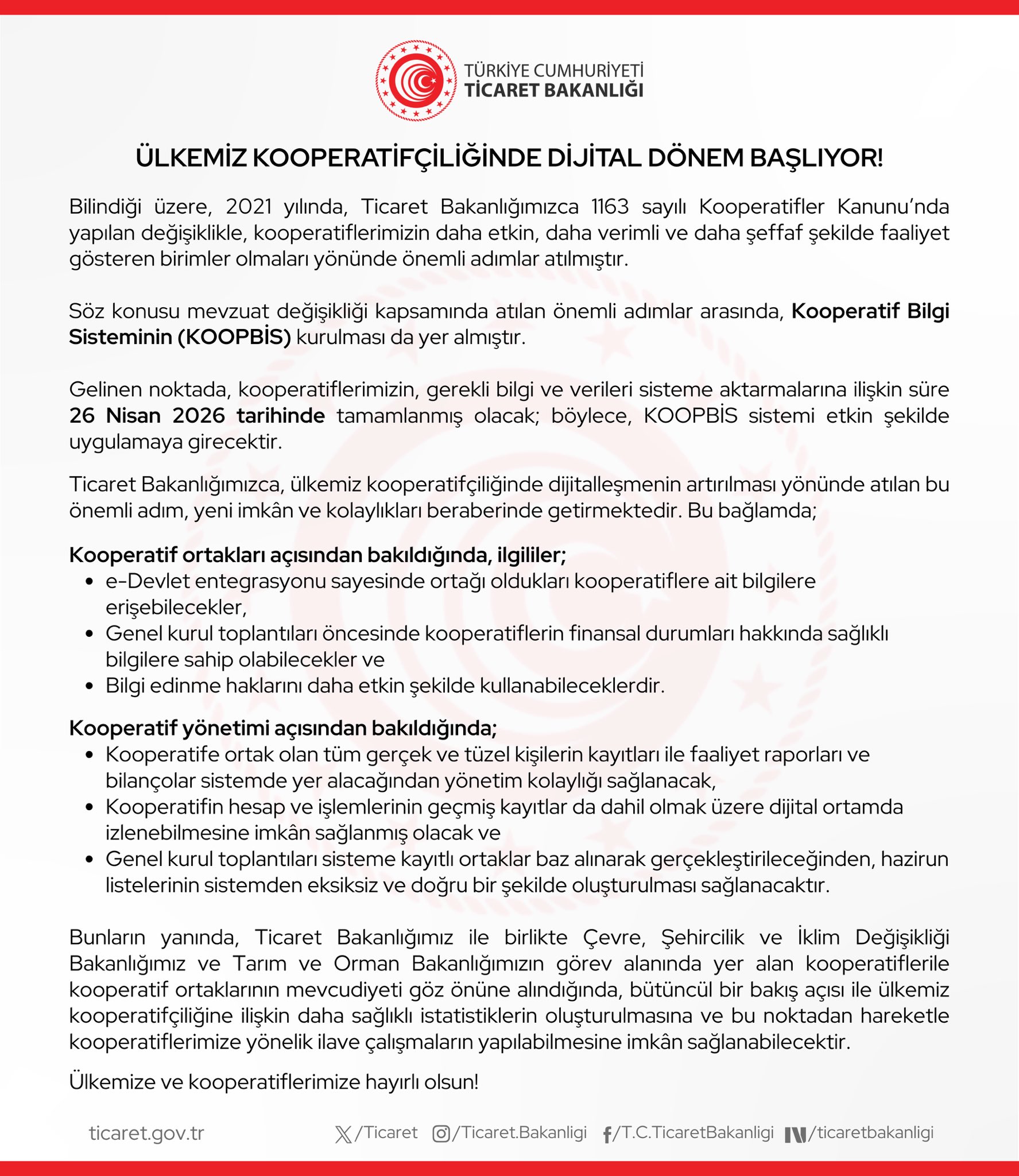 Kooperatiflerde dijital dönüşüm süreci başladı