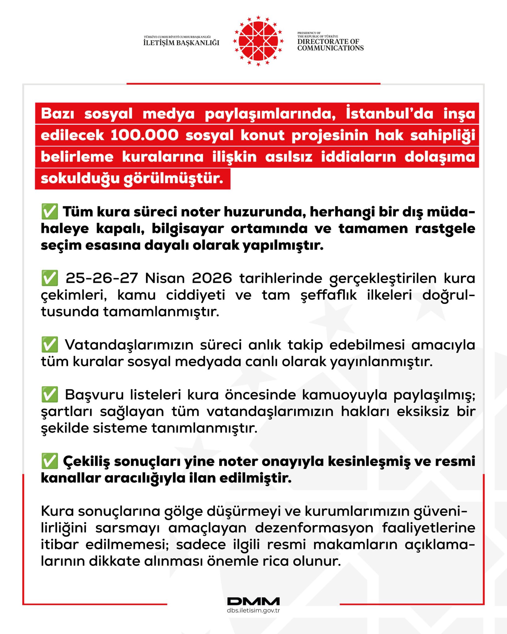 İstanbul'daki sosyal konut projesi ile ilgili açıklama