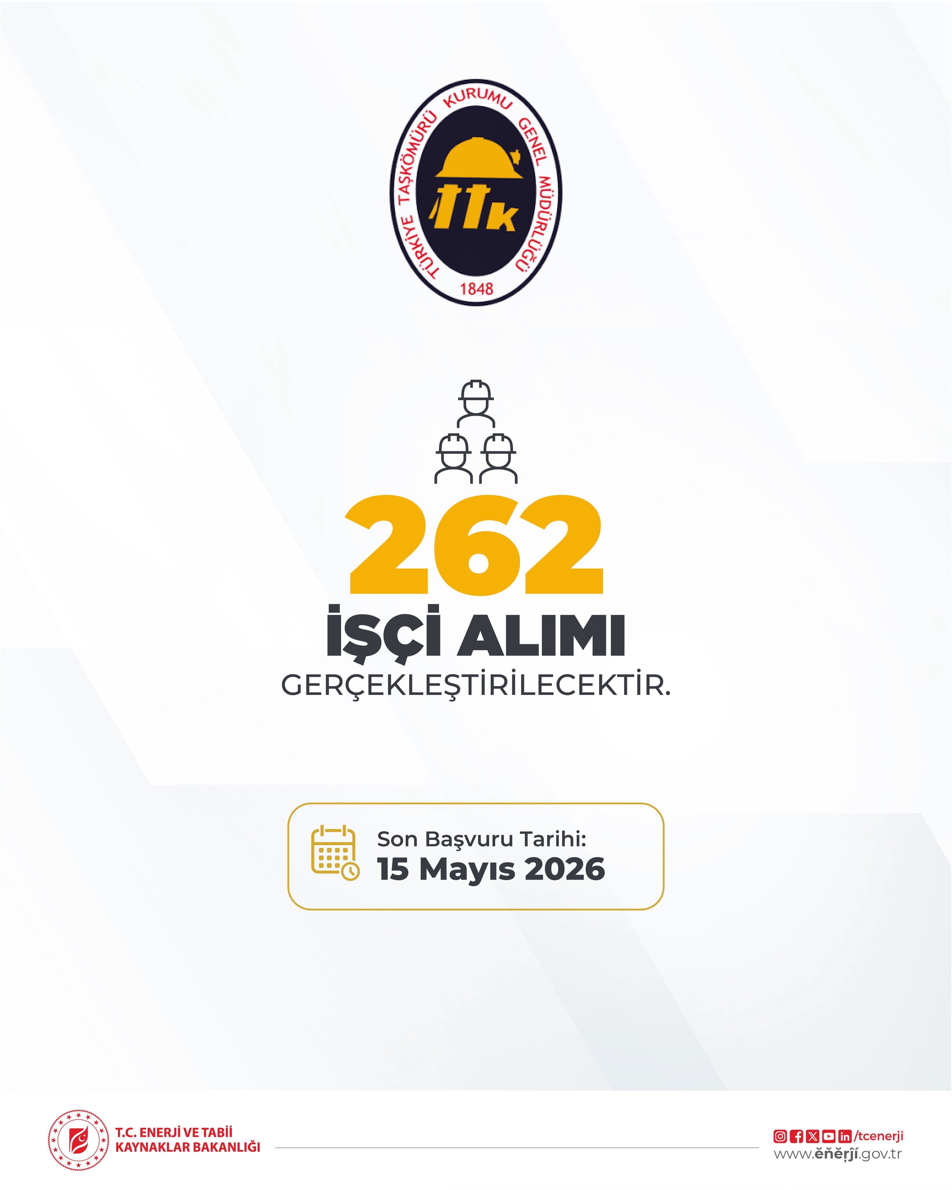 Türkiye Kömür İşletmeleri 262 yeni işçi alacak