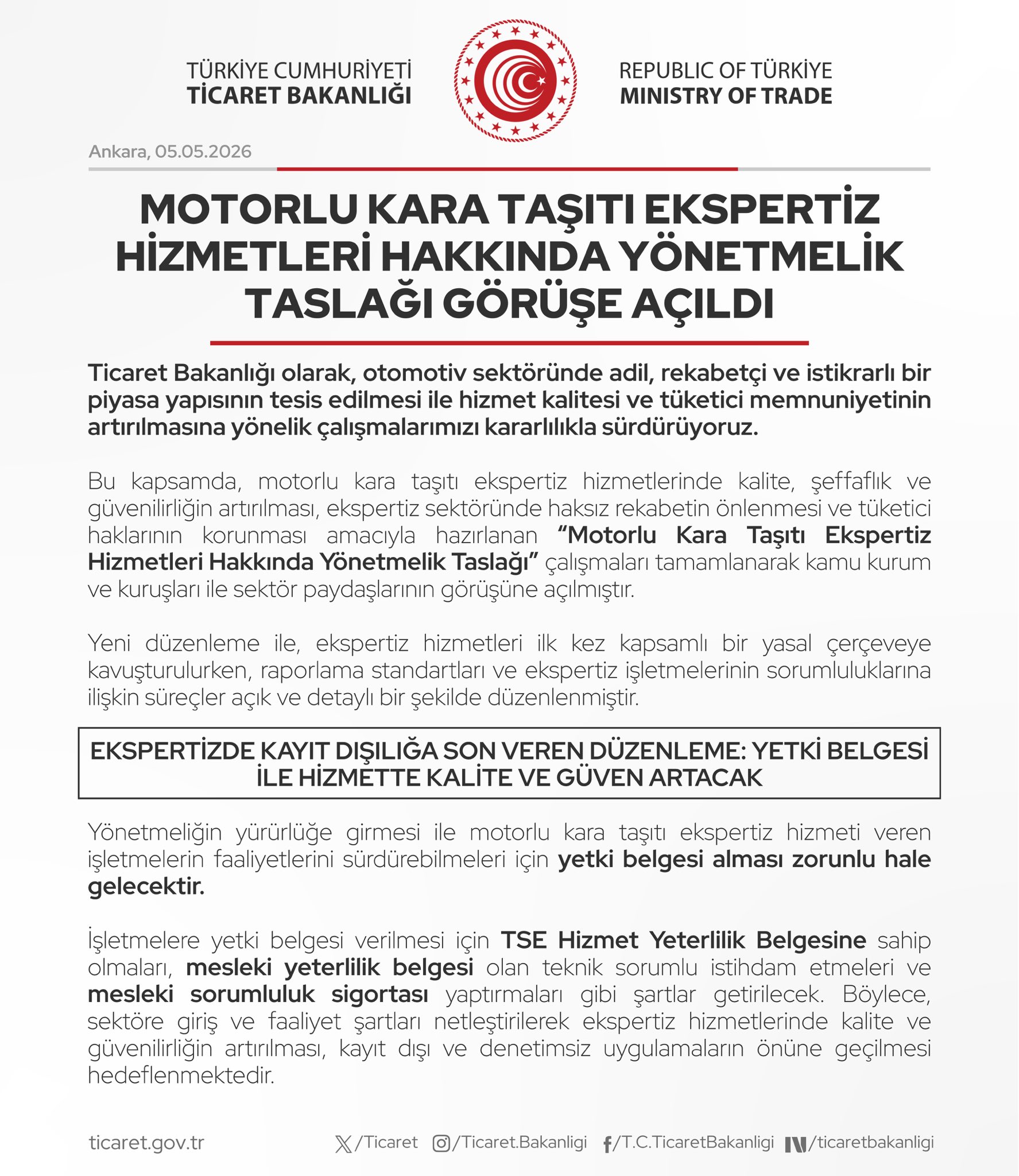 Motorlu Araç Muayene Hizmetleri Taslağı Yorumlara Açıldı