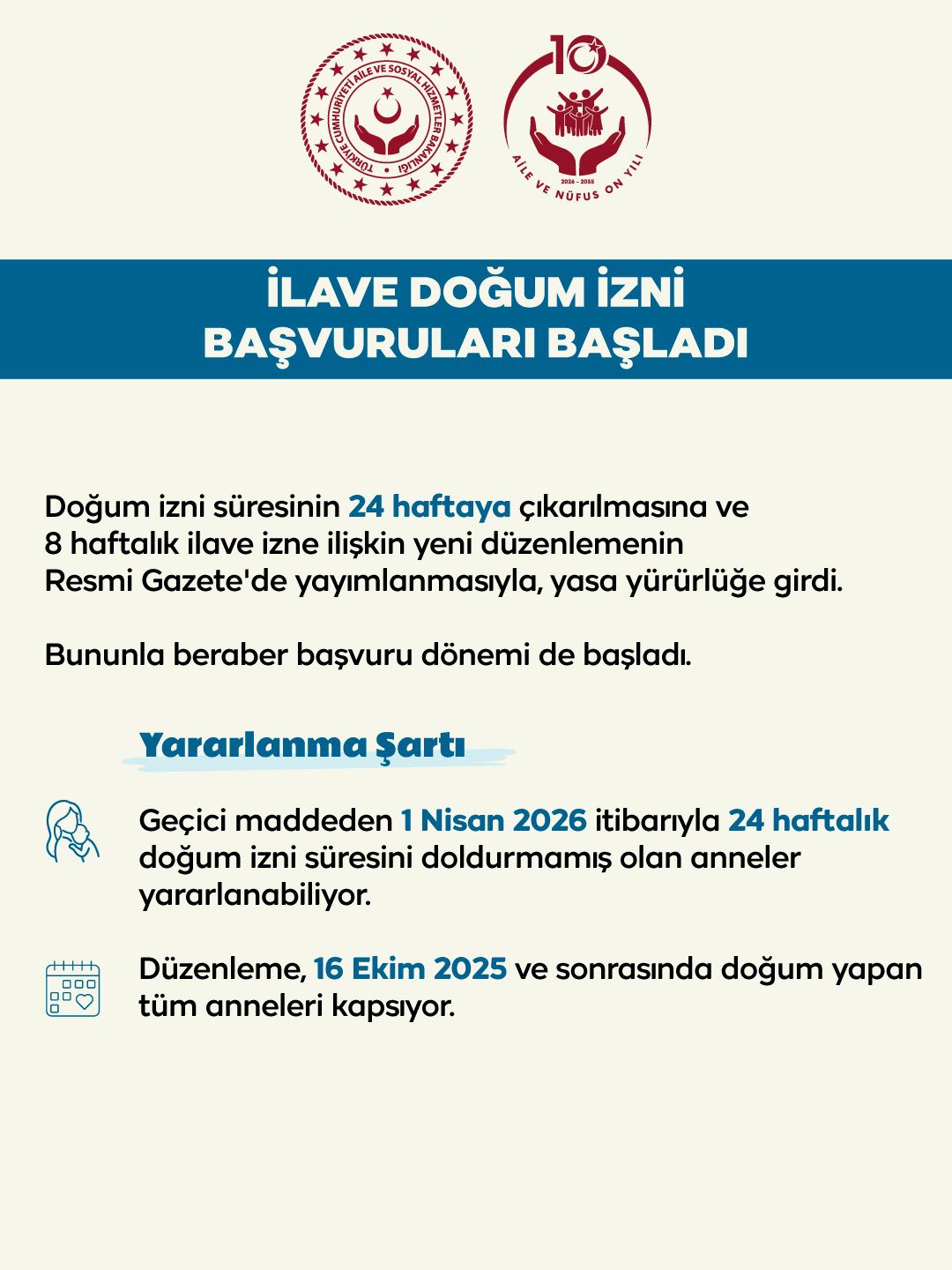 Yeni düzenleme ile analık izni 24 haftaya çıkarıldı