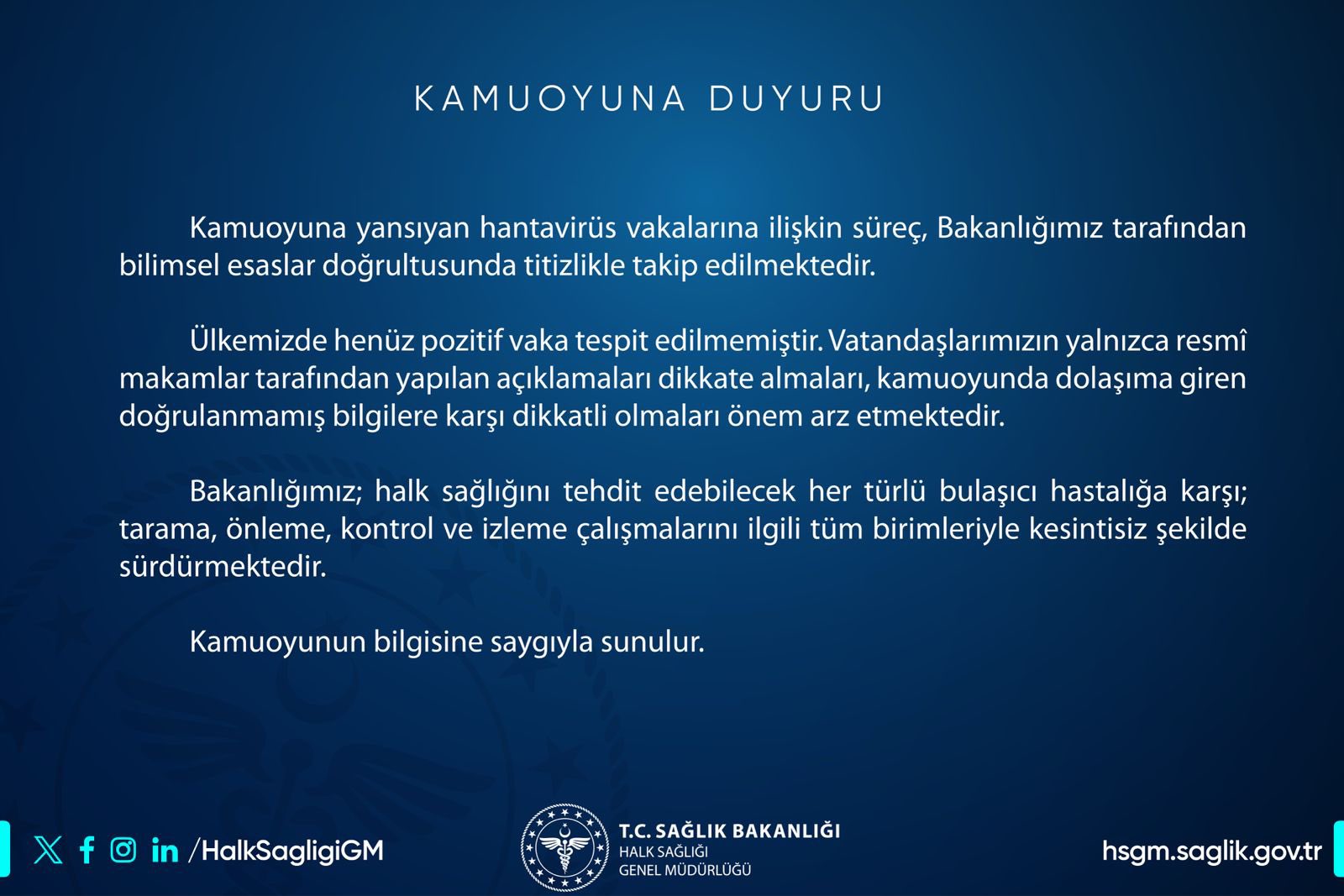 Hantavirüs vakaları Bakanlıkça titizlikle izleniyor