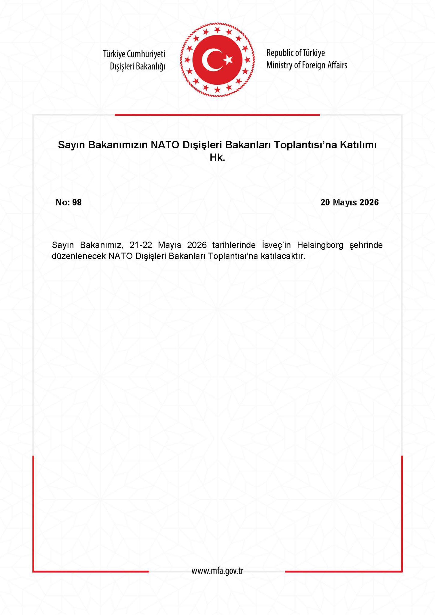 Bakanın NATO Dışişleri Toplantısına Katılımı