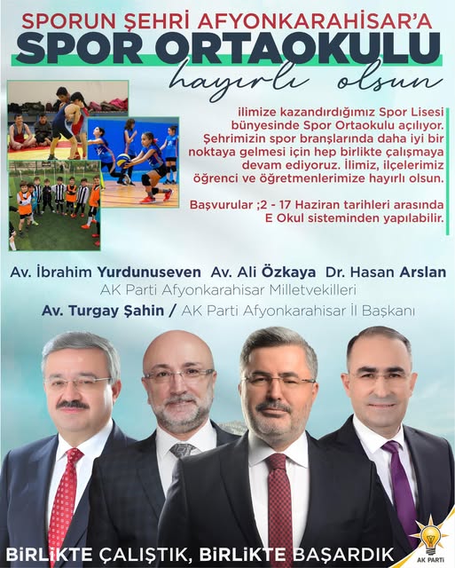 Afyonkarahisar'a Yeni Spor Ortaokulu: Başvurular Başladı