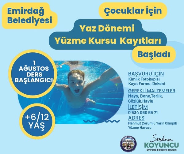 Emirdağ'da Yaz Coşkusu: Çocuklar Yüzme Kursuyla Serinliyor
